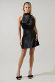 Esmena Satin Mini Dress: Black