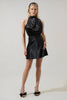 Esmena Satin Mini Dress: Black