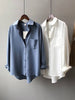 Urban Solid Color Lapel Long Sleeves Blouse: WHITE